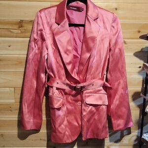 Sies Marjan Satin Pink Blazer with Belt